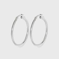 Full star full star full star half star empty star. Women S Sterling Silver Hoop Earring With Click Top Silver 30mm Target