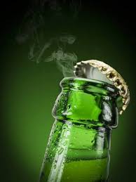 Kuhles Frisches Bier Aus Der Flasche Green Bottle Glass Material Close Up