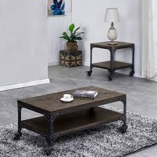 A coffee table is a low table designed to be placed in a sitting area for convenient support of beverages, remote controls, magazines, books explore coffee & end table sets with geometric elements and a simple appeal. Light Rustic Wood Coffee Table With Wheels Set Coffee Table End Table Walmart Com Walmart Com