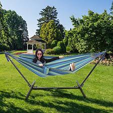 Ratings, based on 17 reviews. Oncloud Double Hammock With 9 Ft Steel Stand Space Saving Hammock Stands Heavy Duty Includes Portable Carrying Case Two Pillows For Outdoor Or Indoor Yellow Blue Pricepulse