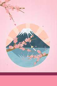Japonskie Gory Fuji Kwiat Wisni W Tle Anime Cherry Blossom Japanese Drawings Japanese Painting