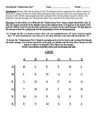 Decode The Zimmerman Telegram Works For Virtual Covid By Mr Mcnamara S Class