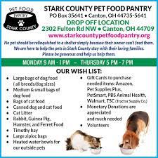 We are a pet food pantry who distributes pet food to residents of stark county who need temporary. Stark County Pet Food Pantry Community Facebook