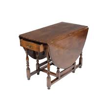 Vintique 1920s English Oak Jacobean Style Gate Leg Table Featuring Drop Leaf Sides Turned Spool Legs Single Drawer A Antique Table Drop Leaf Table Jacobean