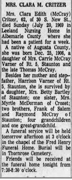 Clara McCray Critzer (1906-1969)