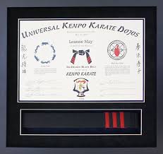 Framed Black Belt Certificate Black Belt Kenpo Karate Karate Dojo