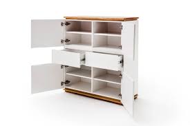 Hier können sie ausgewählte schränke online anpassen. Highboard Schrank Asteiche Massiv Matt Lackiert Geolt Weiss Holz 102 Cm Chiara Moebel Store24