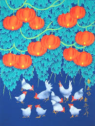 Chicken And Cushaw Chinese Folk Art Painting Chinese Folk Art Chinese Folk Art Painting Chicken Art