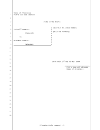 Printable Legal Pleading Template For Plaintiff Vs Defendant In A Civil Lawsuit 28 Lines Legal Pleading Template