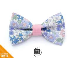 Floral Cat Bow Tie Willow Light Pink Purple Blue Cat Collar B Made By Cleo