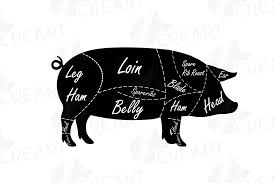 Butcher Diagram Clip Art Digital Pig Chart Pork Cuts Diagr