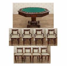 It's sturdy and is meant to last for a long time to come. Set Of 9 Mahogany Chess Poker Game Octagonal Table W 8 Chairs