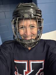 Before and after! I was asked to sub in a hockey game tonight with my  friend Kassidy and wow did we have fun! I played right wing. And best of  all… our