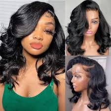 Amazon.com : 3 Layered Curtain Bangs Face-Framing Bob Wig Human Hair 15A  6x6 Glueless Wigs Human Hair Pre Plucked Pre Cut Body Wave 250 Density Hd  Lace Front Wigs Human Hair Short