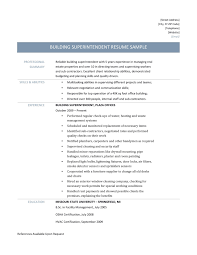 building superintendent resume and