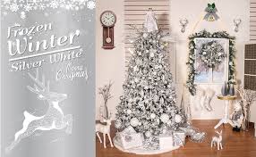 White and silver baubles look stylish on all colours of tree, especially green and black trees! Valery Madelyn 4ct 150mm Frozen Winter Silver White Shatterproof Christmas Ball Ornaments Decoration Themed With Tree Skirt Not Included Amazon Ca Home