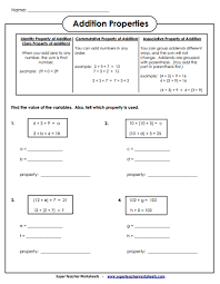 Scroll down the page for more examples and solutions. Addition Worksheets Associative Commutative Properties