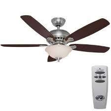 Hampton Bay Southwind 52 In Indoor Brushed Nickel Ceiling Fan With Light Kit And Remote Control 52379 The Home Depot Brushed Nickel Ceiling Fan Ceiling Fan With Remote Ceiling Fan