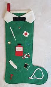 Vintage Christmas Stocking Medical Theme Handcrafted Felt Etsy Vintage Christmas Stockings Christmas Stockings Decorated Stockings