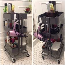 Use Ikea Raskog Kitchen Cart As Bathroom Storage Stick On Hooks To Hang Your Blow Dryer And Other Hangab Ikea Raskog Ikea Raskog Cart Makeup Organization Ikea