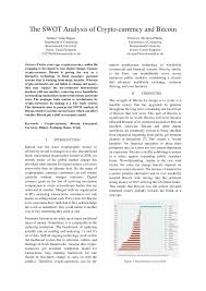 But crypto exchanges don't have to follow those rules at all! Pdf The Swot Analysis Of Crypto Currency And Bitcoin