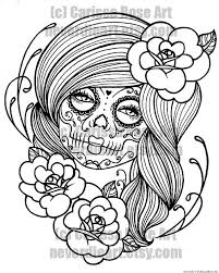 Download Digital Download Print Your Own Coloring Book Outline Page Etsy Skull Coloring Pages Sugar Skull Girl Skull Girl Tattoo