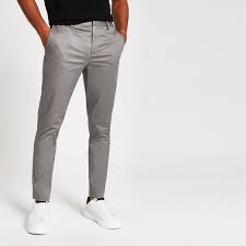 Dark Grey Skinny Fit Chino Trousers River Island