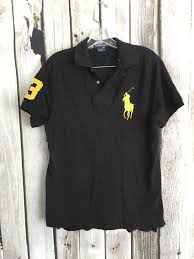 Black And Yellow Rugby Shirt Polo Ralph Lauren Rugby Polo Shirt Black Yellow Big Pony Logo Custom Fit Mens M Poloralphlauren Polorugby Polo Ralph Lauren Black Shirt Mens Tops