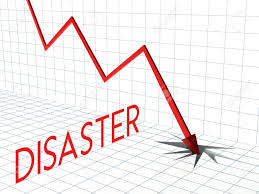 disaster chart concept crisis and down arrow