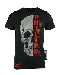 Black And Red T Shirt Philipp Plein Mens Split Skull T Shirt Black Red Mens Tshirts Black Shirt Shirts