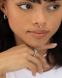 ROUND SEPTUM RING • Charm Septum Hoop With Diamond Cz • Dainty Jewelry •  Endless Twist Hoops • Gold Rose Gold Silver • 22g 20g 18g • PISH2AW