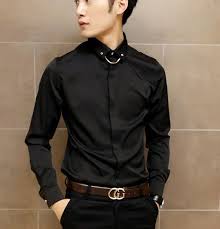 Chain Collar Black Shirt Mens Fashion Chains For Men Collar Tips