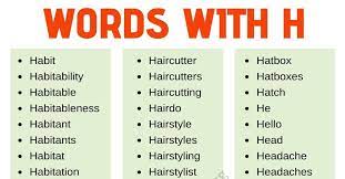 Words That Start With H In This Lesson You Will Learn A List Of Commonly Used Words That Start With H In English With Esl Picture Words To Use Words