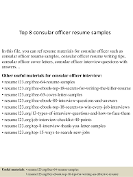 Top 8 Consular Officer Resume Samples