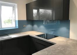 Dulux easycare kitchen stonewashed blue matt emulsion paint, 2.5l. Blue Glass Splashbacks Pro Glass 4 Glass Splashbacks