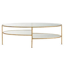 Brass and glass oval coffee table vintage labarge mid century hollywood regency. Emilia Oval Tiered Glass Brass Coffee Table