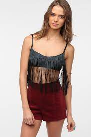 Urban Outfitters Ombre Fringe Bra Top In Black Lyst