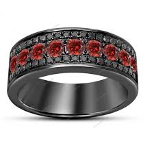 Black And Red Wedding Rings For Him 1 35ct Round Red Garnet 925 Silver Channel Setting Nine Stone Men S Wedding Band Aonejewels Mensw Mens Band Rings Diamond Engagement Band Black Wedding Rings