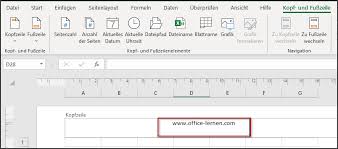Excel Kopf Und Fusszeile Einfugen Und Bearbeiten Office Lernen Com
