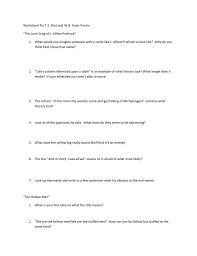 Preposition worksheets free printables education. Worksheet For T S Eliot And W B Yeats Poetry The Love Song Of J
