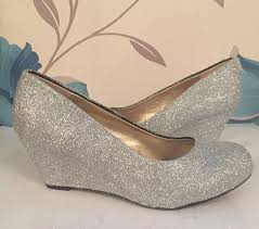 Silver Glitter Wedges Silver Bridal Shoes Bridesmaid Etsy Silver Bridal Shoes Silver Wedding Shoes Wedge Wedding Shoes