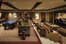 The media room features a play area for young kids with a chalkboard wall and a pool table so the great for a corner kids gaming station. Luxury Media Room Game Room Landry Design Group Inc High End Custom Residential Architecture Los Home Theater Rooms Game Room Layout Home Theater Design