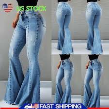 Black And White Striped Bell Bottom Jeans Womens Flare Long Jeans Bell Bottom Stretch Pants Slim High Waist Denim Trousers Bell Bottom Pants Long Jeans High Waisted Denim