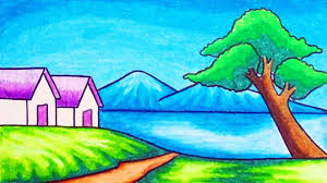 Leave it to nature to find the perfect color scheme for everything. Very Simple Nature Scenery Drawing How To Draw Easy Scenery Of Lakeside House Youtube