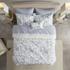 California king size bed is w72 x l84 which is 4 inches longer then standard. Madison Park Thelma 8 Piece Blue King Reversible Complete Bedding Set Mpe10 881 The Home Depot