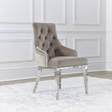 Lion knocker dining chairs grey velvet. Cream Oyster Knocker Back Dining Chair With Chrome Legs Niches