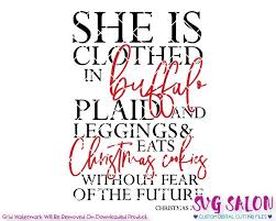 Download She Is Clothed In Buffalo Plaid Funny Christmas Svg Cut File Set PSD Mockup Templates