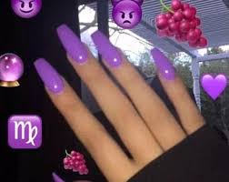 Colour acrylic nail powder allows you to get creative. Purple Acrylic Nails Etsy