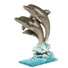 All lightweight statuary (fiberglass), animals, all dolphin statues fiberglass indoor/outdoor statue/sculpture. Homestyles 13 In Dolphins Jumping Ocean Waves Beach Statue 99476 The Home Depot