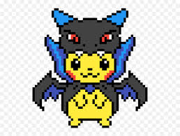 Pokemon are different from other creatures, in which many of them may spontaneously mutate and acquire new powers. Pikachu Wearing Mega Charizard X Charizard Pixel Art Pokemon Png Free Transparent Png Images Pngaaa Com